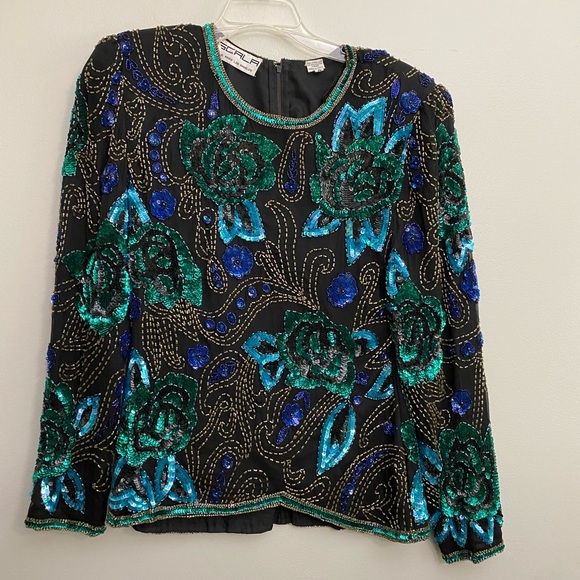 Vintage Beaded‎ Silk Shirt - Picture 1 of 4